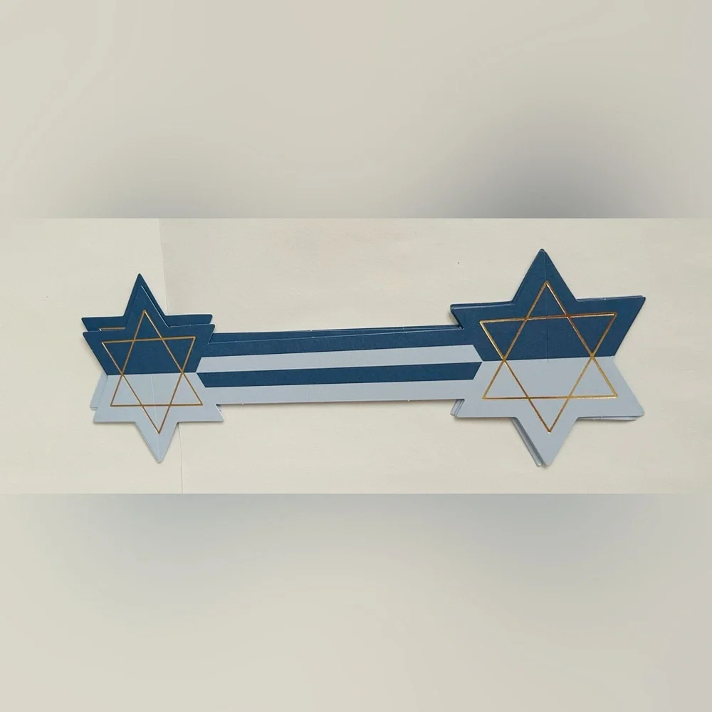 New 64 Blue Paper Napkin Rings Jewish Stars My Mind’s Eye made in Malaysia